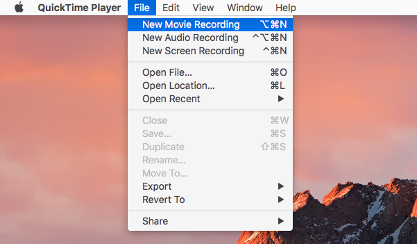 Create New Movie Recording - QuickTime