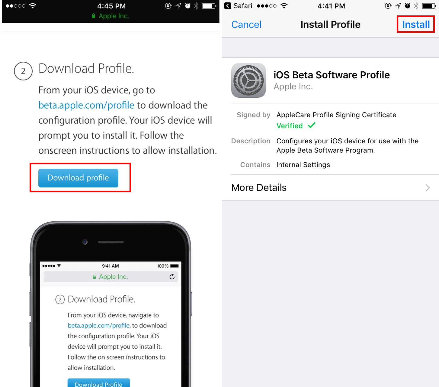 Install iOS Beta Software Configuration Profile