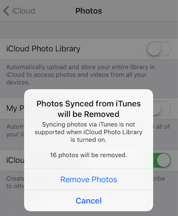 Turn on iCloud Photo Library on iPhone 7