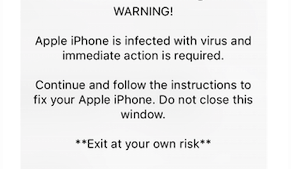 iPhone Virus Message