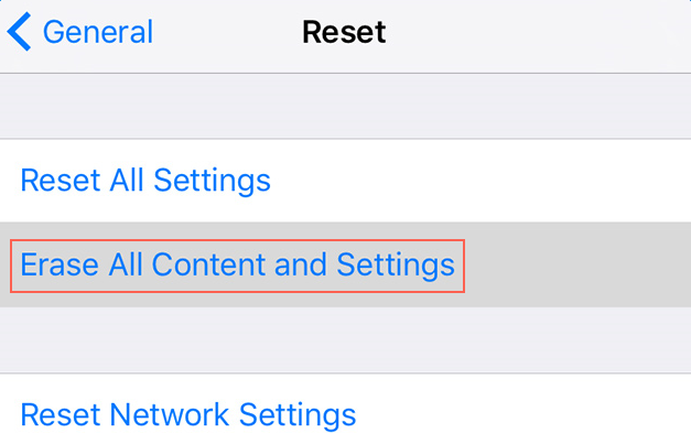 Erase all contenet and settings