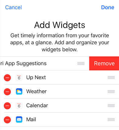 Remove Siri App Suggestions Widget in iOS 10
