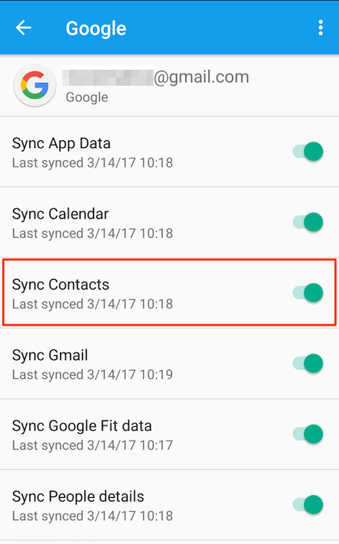 Sync contacts on Android phone to Google