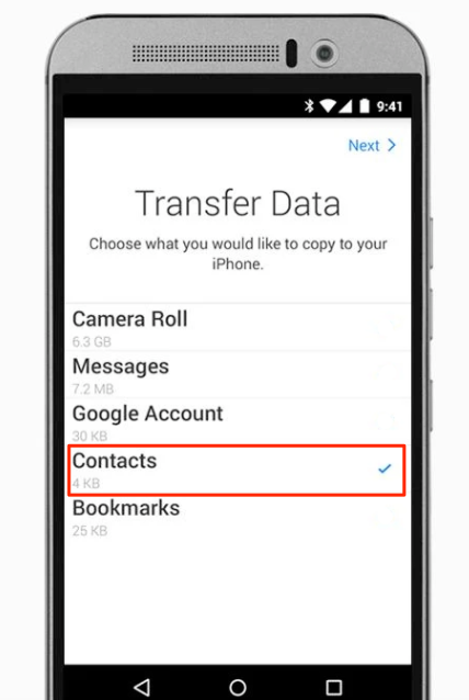 Transfer contacts from Android to iPhone