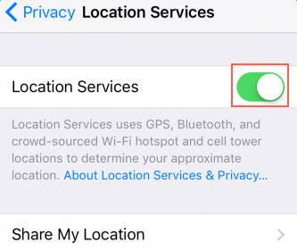 Turn on Location Services