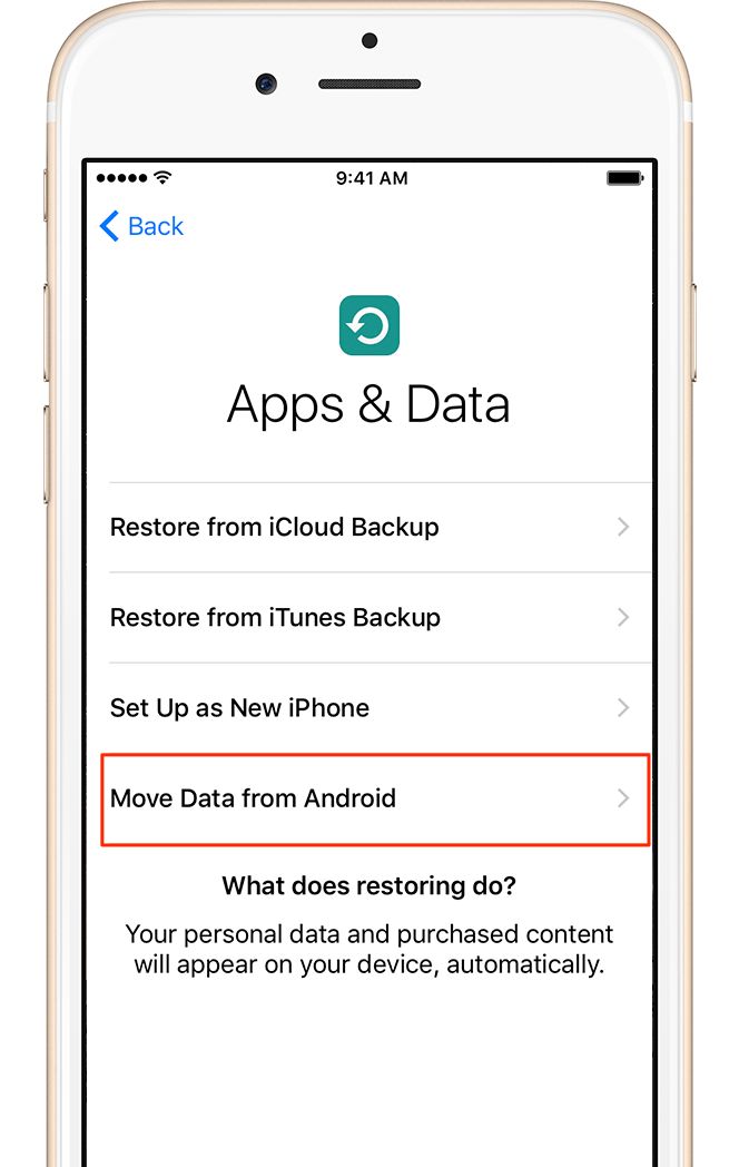 Move data from android to iPhone