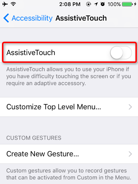 Enable AssistiveTouch in iOS 10