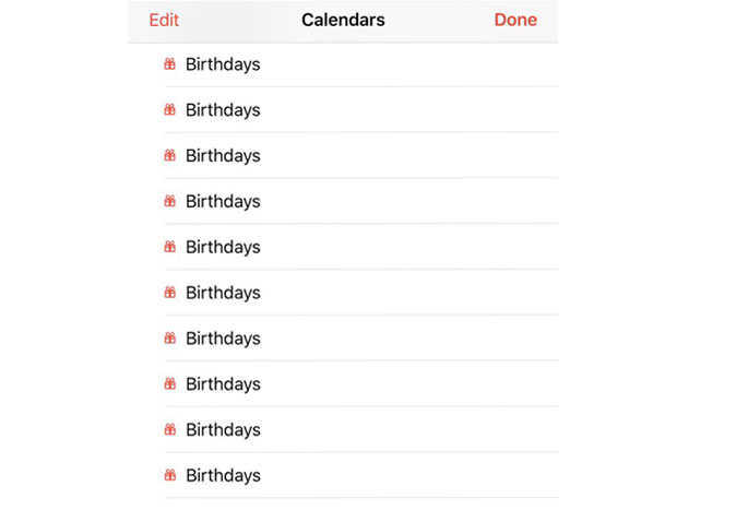 iPhone 7 Created Duplicates Birthdays Calendars – How to Delete?