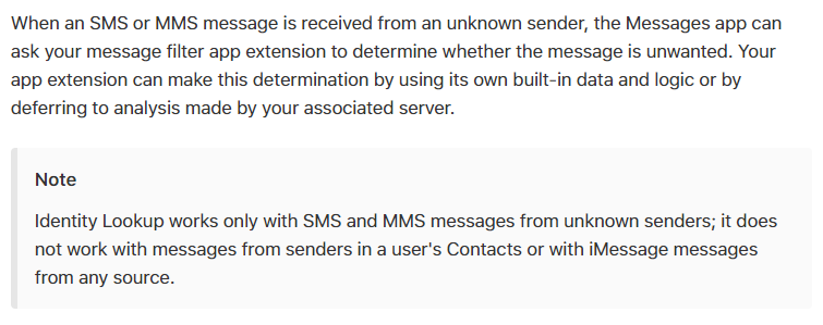 iOS 11 Filter Spam Messages from Unknown Senders