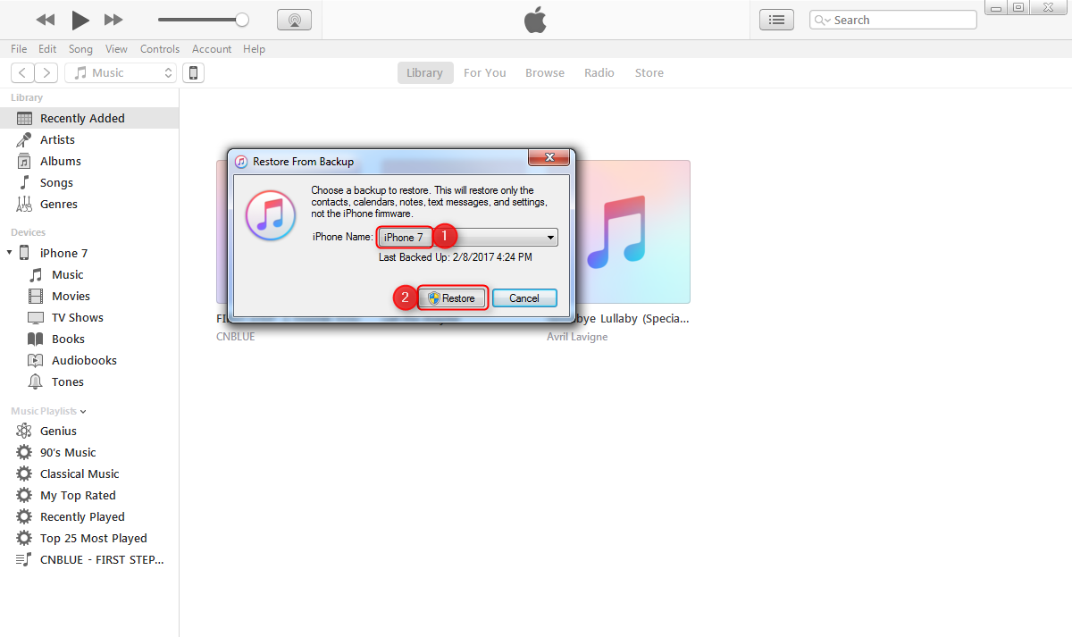 How to Restore iPhone 7 from iTunes Backup on Computer