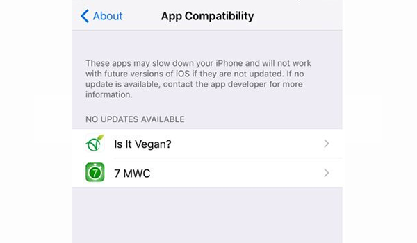 iOS 10.3 Added App Compatibility Section in Settings to Check 32-bit Apps