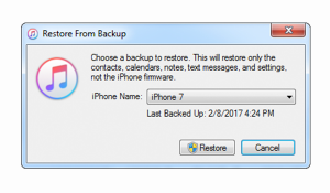 restore iPhone 7 from iTunes Backup