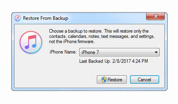 How to Restore iPhone 7 from iTunes Backup on Computer