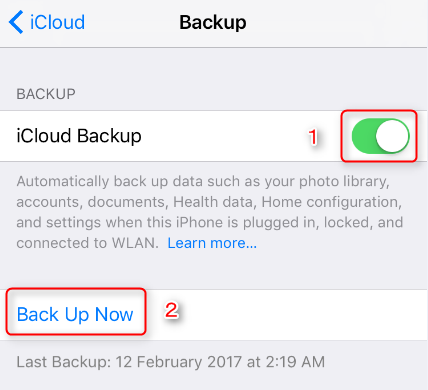 Backup iPhone to iCloud