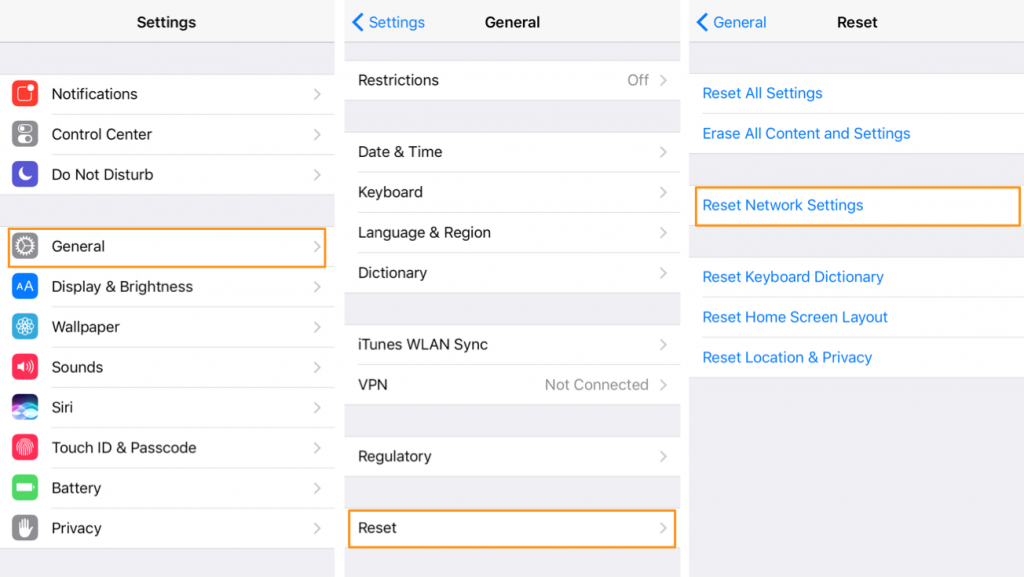 Reset network settings