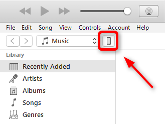 Click device icon on iTunes