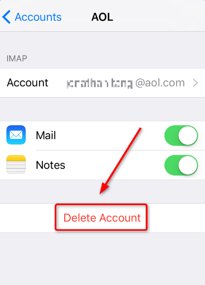 Delete account to fix email issues on iPhone in iOS 11/10.3.3/10.3.2