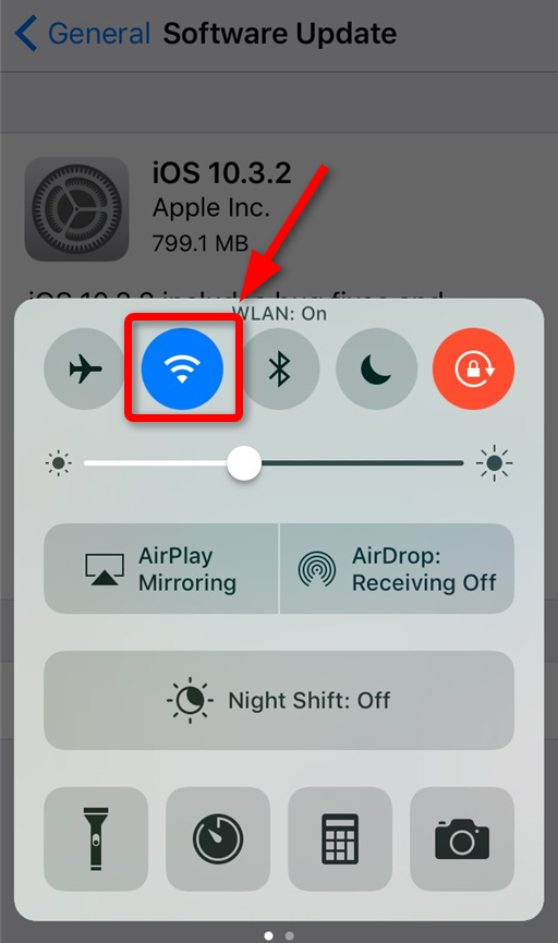 Enable Wi-Fi to install iOS 10.3.2