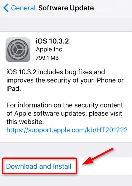 Update iOS 10.3.2 over the air
