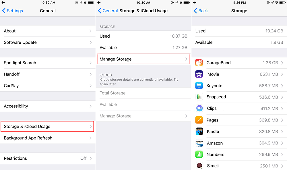 Check storage space on your iPhone iPad