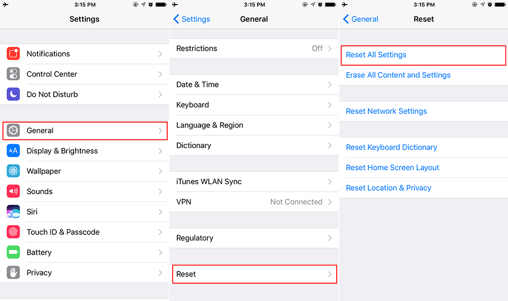 Fix iPhone 6 Screen Freezes After iOS 10.3.2/iOS 10.3.3 Update- Reset All Settings 