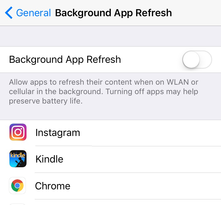 Fix iOS 10.3 Battery Issue - Turn Off App Background Refresh