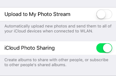 Turn on iCloud Photo Sharing on iPhone 