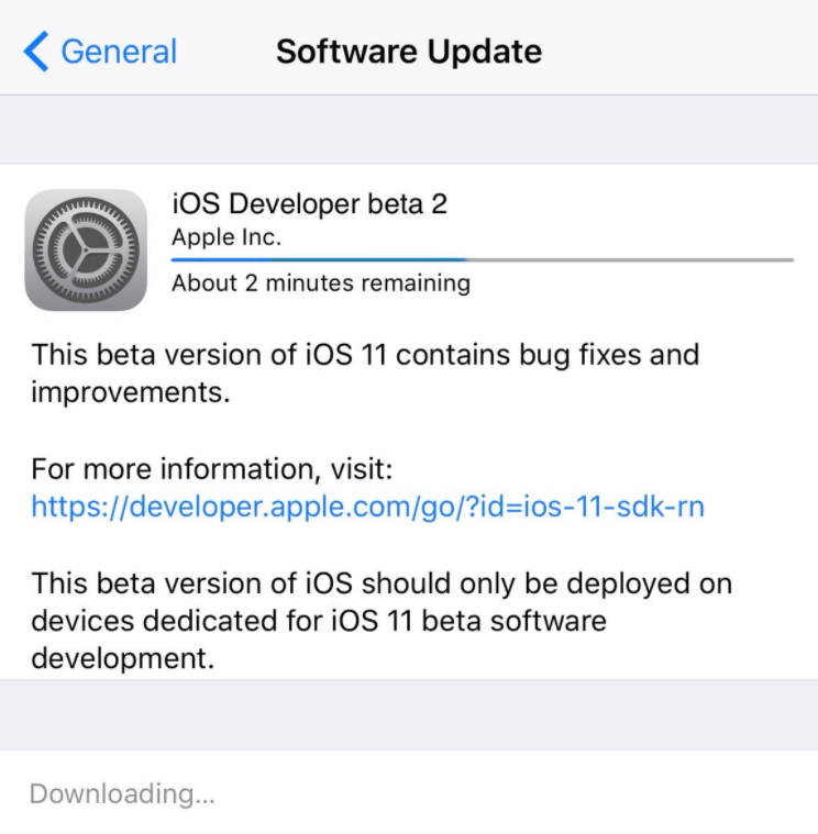 Downloading iOS 11 Beta 2