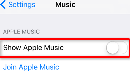 Turn off Show Apple Music to fix iTunes won't sync music in iOS 11/iOS 10.3.3