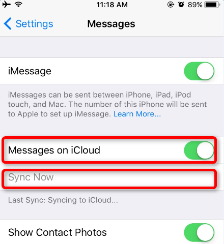 Turn on Messages on iCloud in iOS 11