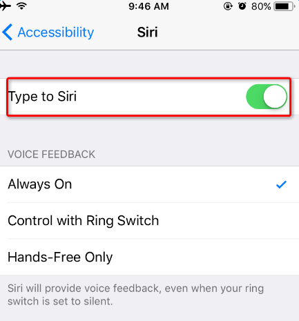 Turn on Type to Siri in iOS 11 on iPhone