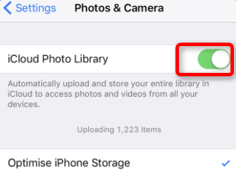Turn on iCloud Photo Library to delete phantom photos on iPhone