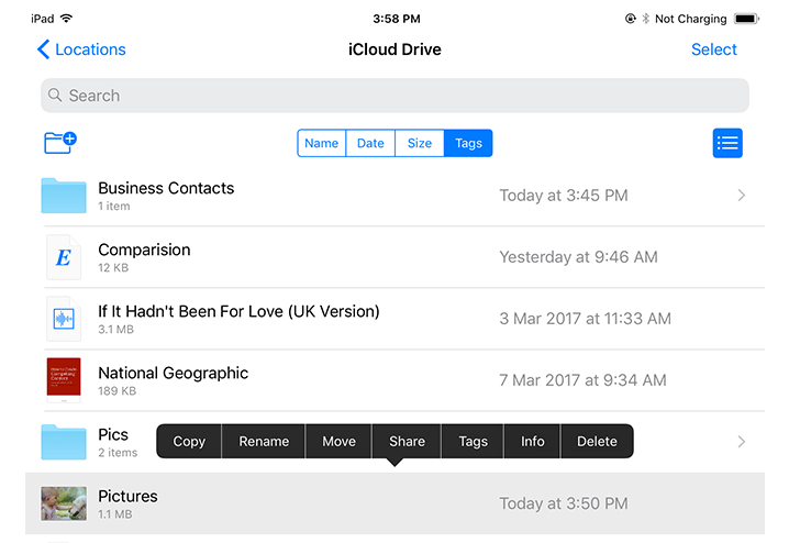 iOS 11 Files App - Manage Documents