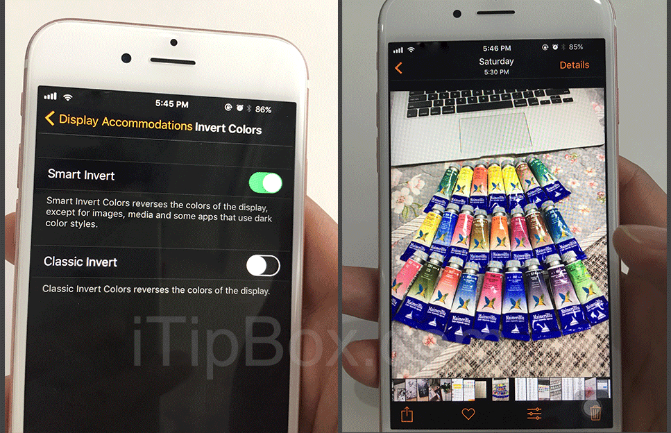 iOS 11 Smart Invert Colors reveres photos colors