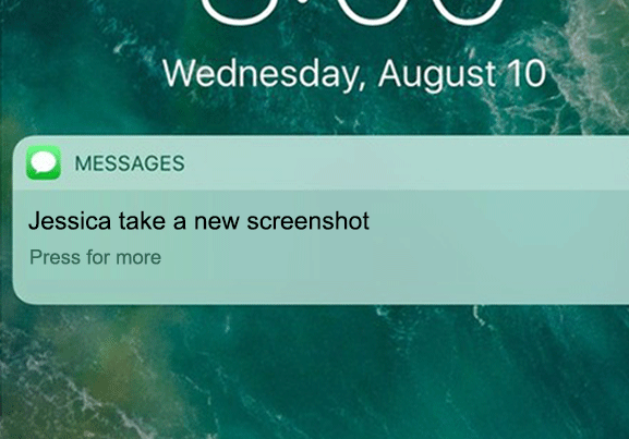 iOS 11 screenshot alert for messages