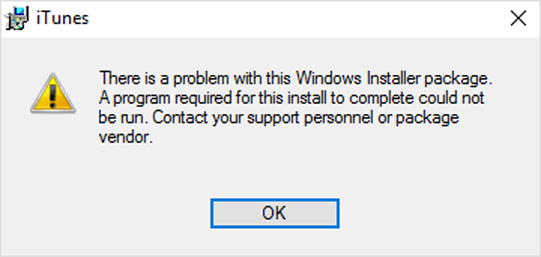 iTunes install error in Windows