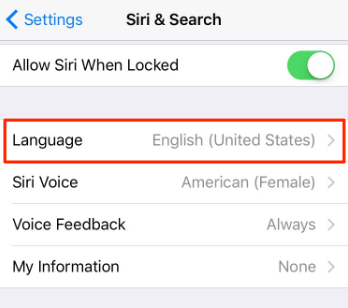 Change Siri Language