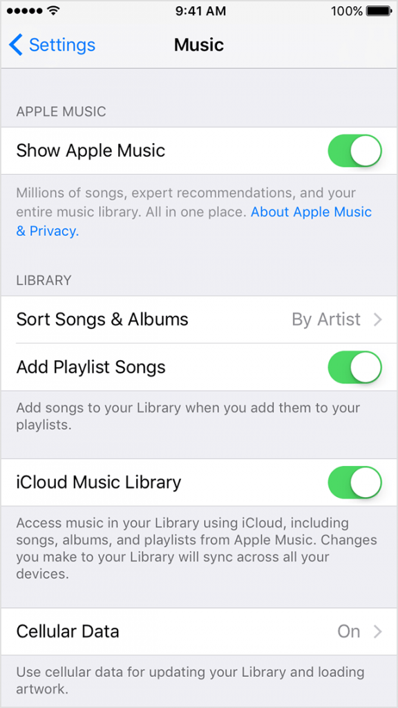 Enable iCloud Music Library on iPhone