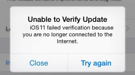 How to fix unable to verify update during installing iOS 11