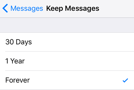 Keep messages forever on iPhone