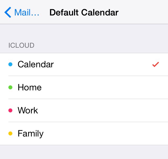Set an iCloud Calendar as a default calendar