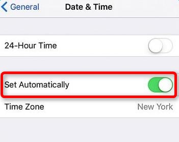 Set date and time on iPhone to Automatically