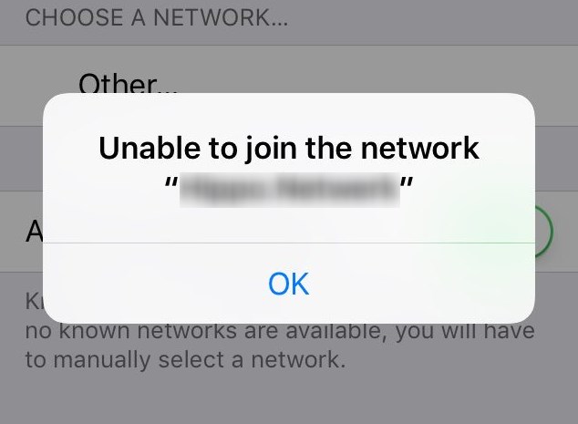 Unable to join the network on iPhone