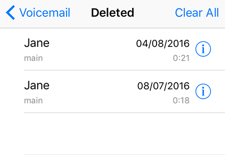 Clear all deleted voicemail messages