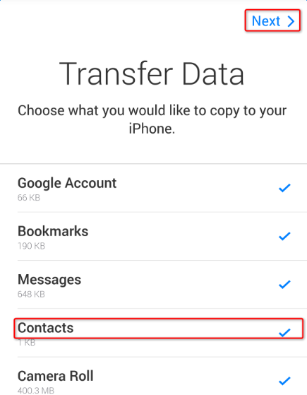 How to transfer Android contacts to new iPhone
