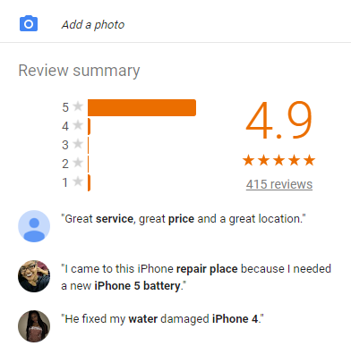 Read Reviews on Unauthorized Repair Store
