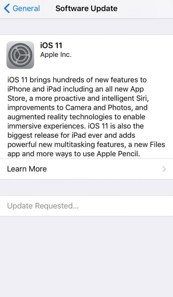 iOS Update Requested
