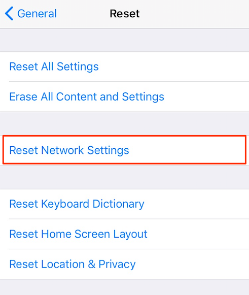 iOS 11 Can't Check for Update -Reset Network Settings