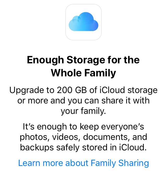 Family Sharing - Share iCloud Storage