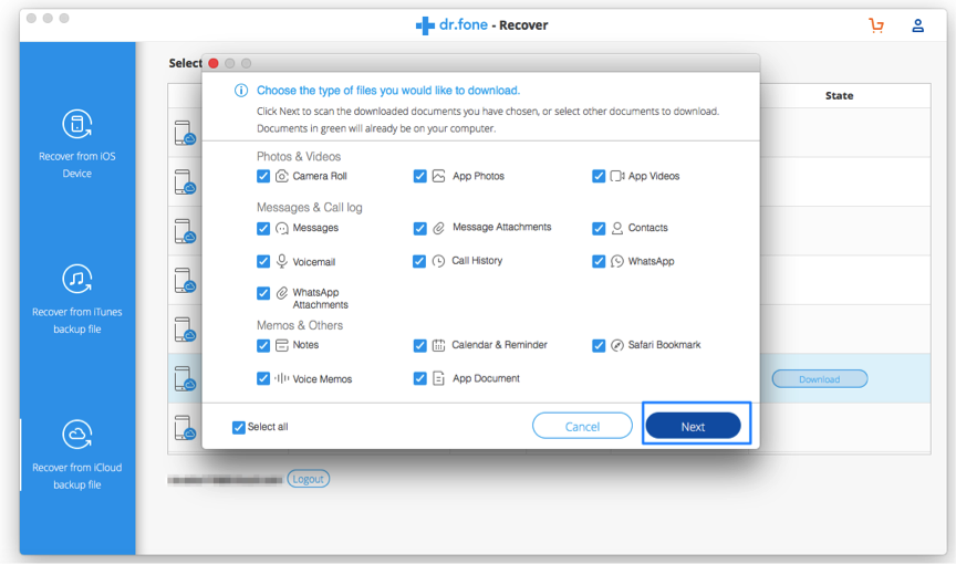 Recover Deleted Data from iCloud Backup File – Step 4